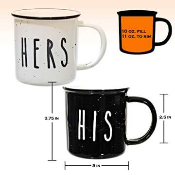 MAINEVENT His And Hers Mugs Set Of 2 Coffee Mug 11 Ounce, Cute Matching Coffee Mug Couples, His Hers Gifts Christmas, Campfire Couple Coffee Mug Set Anniversary, Engagement Couple Mug Cup for Him Her