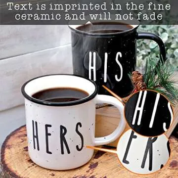 MAINEVENT His And Hers Mugs Set Of 2 Coffee Mug 11 Ounce, Cute Matching Coffee Mug Couples, His Hers Gifts Christmas, Campfire Couple Coffee Mug Set Anniversary, Engagement Couple Mug Cup for Him Her