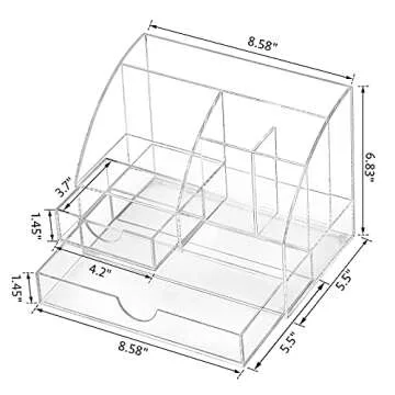 Acrylic Office Desk Supplies and Accessories,clear Desk stationary organizer with Drawers, Pen and Pencil Holder,Desktop Organization