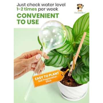 Plant Watering Globes Plastic Set of 4 - Automatic Plant Waterer Indoor and Outdoor - Self Watering Planter Insert System with Plastic Water Bulbs for Indoor Plants (4 PCS, Bulbs)