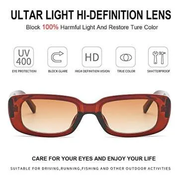 Dollger Rectangle Sunglasses for Women Men Trendy Retro Fashion Sunglasses UV 400 Protection Square ...