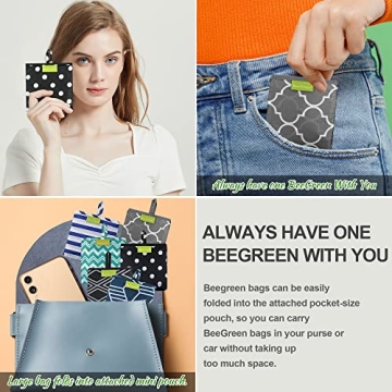 Eco-Friendly Reusable Grocery Bags - BeeGreen 6 Pack