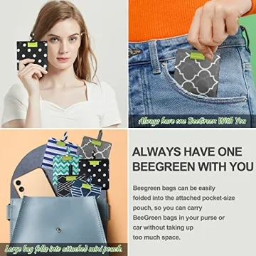 Eco-Friendly Reusable Grocery Bags - BeeGreen 6 Pack