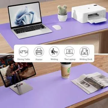 Aothia Leather Desk Pad Protector, Mouse Pad, Office Desk Mat, Non-Slip PU Leather Desk Blotter, Laptop Desk Pad, Waterproof Desk Writing Pad for Office and Home (31.5" x 15.7", Lavender)
