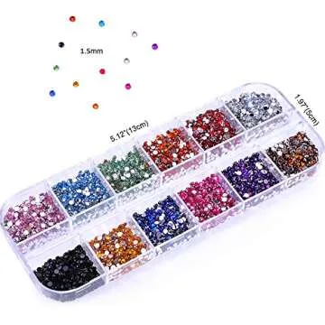 3000 PCS Rhinestones for Craft, PHOGARY AB Rhinestones Flat Back (Small Size 1.5-5 mm) 13 Colors with Pick Up Tweezer for Crafts Nail Face Art Clothes Shoes Bags Phone Case DIY