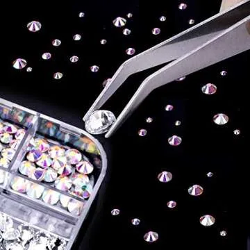 3000 PCS Rhinestones for Craft, PHOGARY AB Rhinestones Flat Back (Small Size 1.5-5 mm) 13 Colors with Pick Up Tweezer for Crafts Nail Face Art Clothes Shoes Bags Phone Case DIY