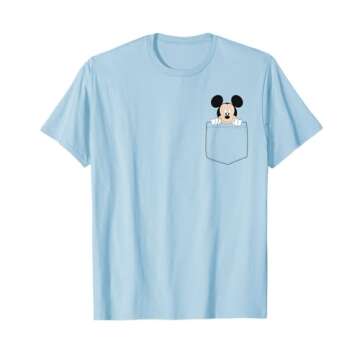 Disney Adult Classic Fit Mickey Mouse T-Shirt - Blue Cotton Crew Neck, ODNY-2045