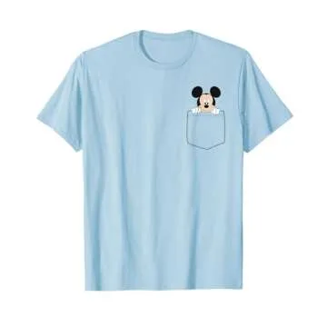 Disney Adult Classic Fit Mickey Mouse T-Shirt - Blue Cotton Crew Neck, ODNY-2045