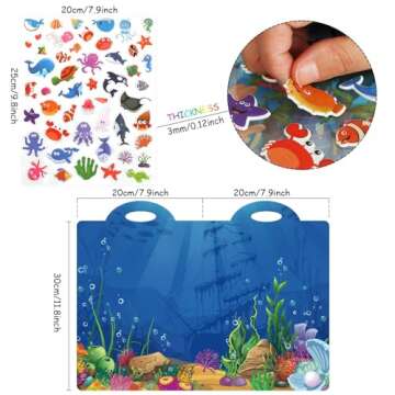 3D Sea Animals Puffy Sticker Play Set Kids 2-4 Toys Gifts Sticker Book Under the Sea Window Gel Clin...