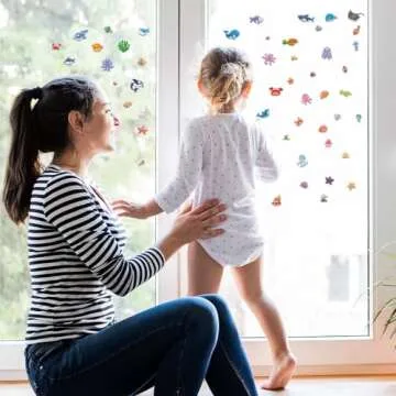 3D Sea Animals Puffy Sticker Play Set Kids 2-4 Toys Gifts Sticker Book Under the Sea Window Gel Clings Decals for Toddlers Home Airplane Classroom Nursery Ocean Party Supplies Decorations Removable 100 Reusable Puffy Stickers 2 Fold-Out Scenes