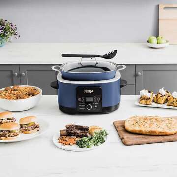 Ninja Foodi PossibleCooker PRO 8.5 Quart Multi-Cooker, with 8-in-1 Slow Cooker, Dutch Oven, Steamer & More, Glass Lid & Integrated Spoon, Nonstick, Oven Safe Pot to 500°F, Navy (Blue)