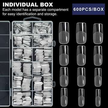 AORAEM Square Nail Tips: 600 PCS Durable & Stylish