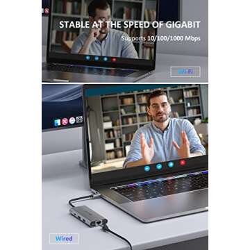 UtechSmart USB C Hub, USB C Ethernet Multiport Adapter, 6 In 1 USB C to HDMI Dock Compatible for Macbook Pro/Air, Chromebook, Dell XPS, HP and Type C Devices (Gigabit Ethernet 100W PD 4K HDMI USB 3.0)