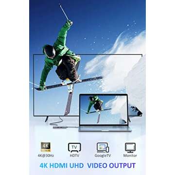 UtechSmart USB C Hub, USB C Ethernet Multiport Adapter, 6 In 1 USB C to HDMI Dock Compatible for Macbook Pro/Air, Chromebook, Dell XPS, HP and Type C Devices (Gigabit Ethernet 100W PD 4K HDMI USB 3.0)