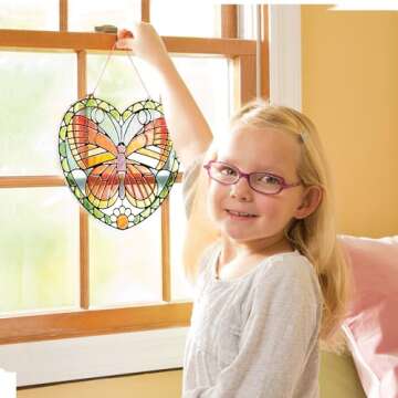 Melissa & Doug Stained Glass Made Easy Activity Kit: Butterfly - 140+ Stickers - Kids Sticker Stained Glass Craft Kit; Sun Catchers For Kids Ages 5+