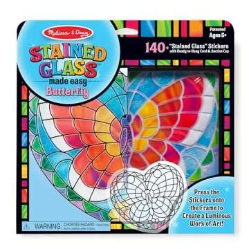Melissa & Doug Stained Glass Made Easy Activity Kit: Butterfly - 140+ Stickers - Kids Sticker Stained Glass Craft Kit; Sun Catchers For Kids Ages 5+