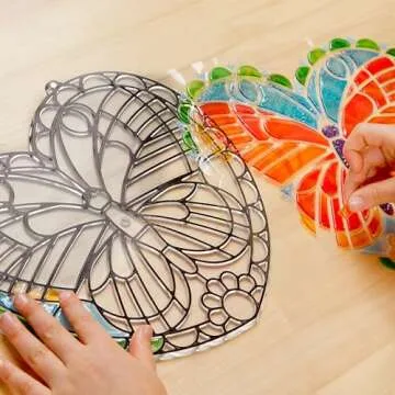 Melissa & Doug Stained Glass Made Easy Activity Kit: Butterfly - 140+ Stickers - Kids Sticker Stained Glass Craft Kit; Sun Catchers For Kids Ages 5+