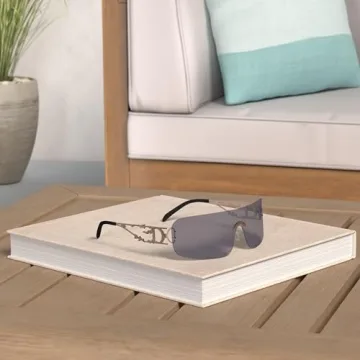 SENMARIES Rimless Y2k Sunglasses For Women Men Rectangle Vintage glasses Fashion Flame Metal Sunglass Frameless Retro Eyewear