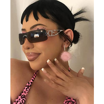 SENMARIES Rimless Y2k Sunglasses For Women Men Rectangle Vintage glasses Fashion Flame Metal Sunglass Frameless Retro Eyewear