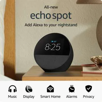 Echo Spot 2024 - Smart Alarm Clock with Alexa