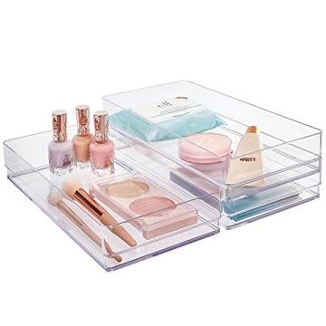 STORi SimpleSort 3-Piece Stackable Clear Drawer Organizer Set | Versatile Storage for Every Drawer