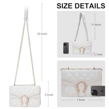 Aiqudou Quilted Crossbody Shoulder Bag for Women - Small Denim Chain Purse Leather Strap Fashion Cas...