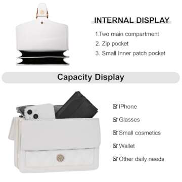 Aiqudou Quilted Crossbody Shoulder Bag for Women - Small Denim Chain Purse Leather Strap Fashion Casual Messenger Purse Bag(Mini White)