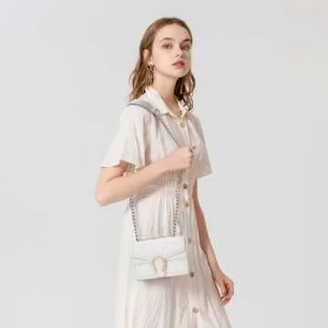 Aiqudou Quilted Crossbody Shoulder Bag for Women - Small Denim Chain Purse Leather Strap Fashion Casual Messenger Purse Bag(Mini White)