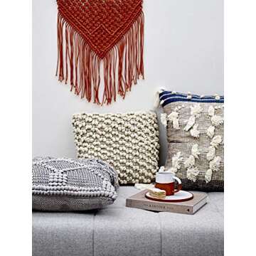 Bloomingville Textured Grey Cotton Pillow