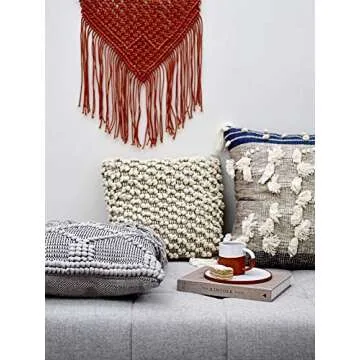 Bloomingville Textured Grey Cotton Pillow