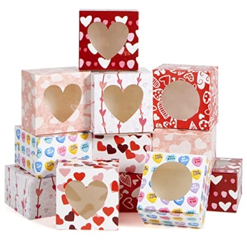 JOYIN 24 Pcs Valentine’s Day Bakery Treat Boxes Valentines Cupcake Boxes Valentines Cookie Boxes w...