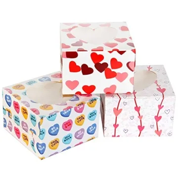 Joyful 24 Pcs Valentine’s Day Bakery Treat Boxes for Gift Giving