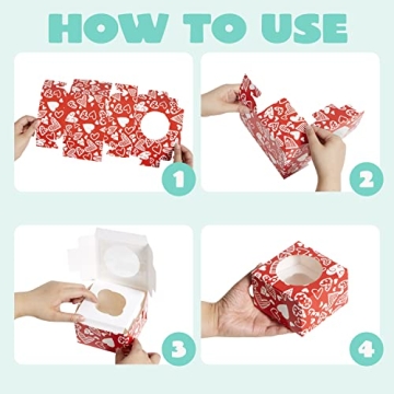 Joyful 24 Pcs Valentine’s Day Bakery Treat Boxes for Gift Giving