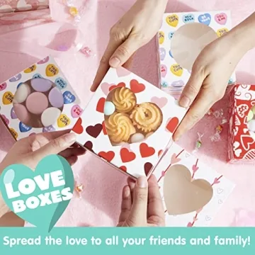 Joyful 24 Pcs Valentine’s Day Bakery Treat Boxes for Gift Giving