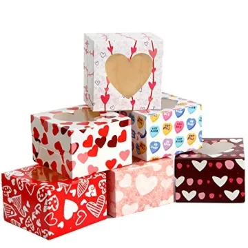 Joyful 24 Pcs Valentine’s Day Bakery Treat Boxes for Gift Giving