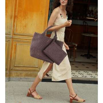 JINMANXUE Fashion Woven Bag Shopper Bag Travel Handbags and Purses Women Tote Bag Large Capacity Sho...