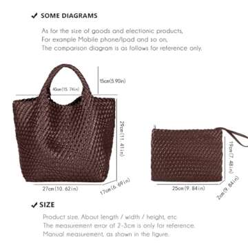 JINMANXUE Fashion Woven Bag Shopper Bag Travel Handbags and Purses Women Tote Bag Large Capacity Shoulder Bags (Coffee)