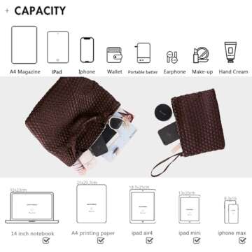 JINMANXUE Fashion Woven Bag Shopper Bag Travel Handbags and Purses Women Tote Bag Large Capacity Shoulder Bags (Coffee)