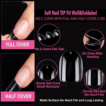 UNA GELLA Short Oval Almond Gel Nail Tips 360pcs