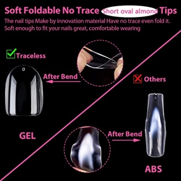UNA GELLA Short Oval Almond Gel Nail Tips 360pcs