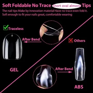 UNA GELLA Short Oval Almond Gel Nail Tips 360pcs