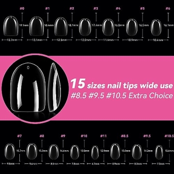 UNA GELLA Short Oval Almond Gel Nail Tips 360pcs