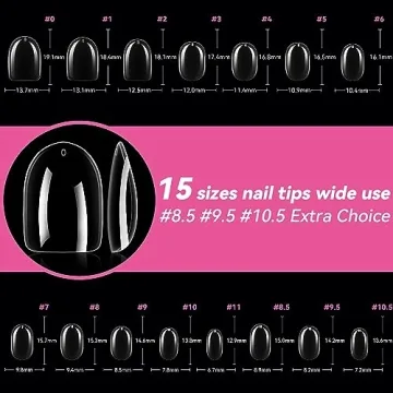 UNA GELLA Short Oval Almond Gel Nail Tips 360pcs