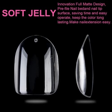 UNA GELLA Short Oval Almond Gel Nail Tips 360pcs