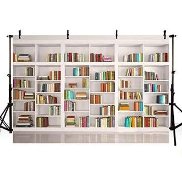 MEHOFOND Realistic White Bookshelf Backdrop for Photography