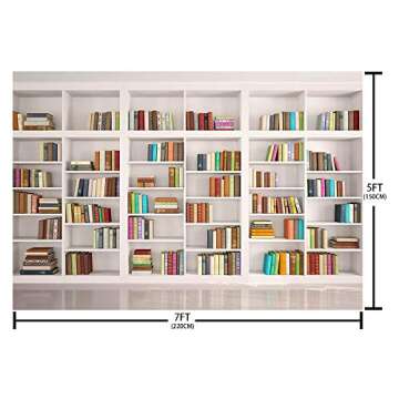 MEHOFOND White Bookshelf Backdrop Bookcase Video Live Backdrop Library Decoration Photography Background Photo Shoot Studio Props Banner Vinyl 7x5ft