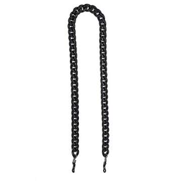 DECKER Acrylic Eyeglass Chain Sunglasses Holder Designer Trendy Fashion Eyewear Retainer Strap Necklace glasses hanging for Women (Black)