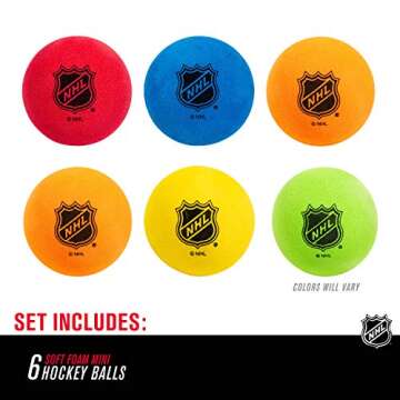 Franklin Sports Mini - Indoor Floor Hockey Balls for Kids - 6 Soft Foam Balls - Assorted Colors