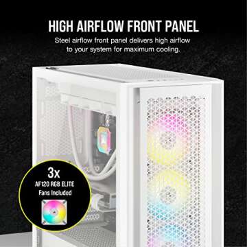 Corsair 5000D Airflow Mid-Tower Case - 3 RGB Fans - Lighting Controller - High-Airflow Design - RapidRoute Cable Management - True White