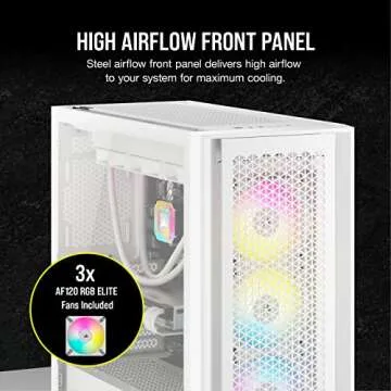 Corsair 5000D Airflow Mid-Tower Case - 3 RGB Fans - Lighting Controller - High-Airflow Design - RapidRoute Cable Management - True White
